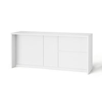 78.7" Contemporary White Kitchen Island with Tempered Glass Door & 3 Drawers