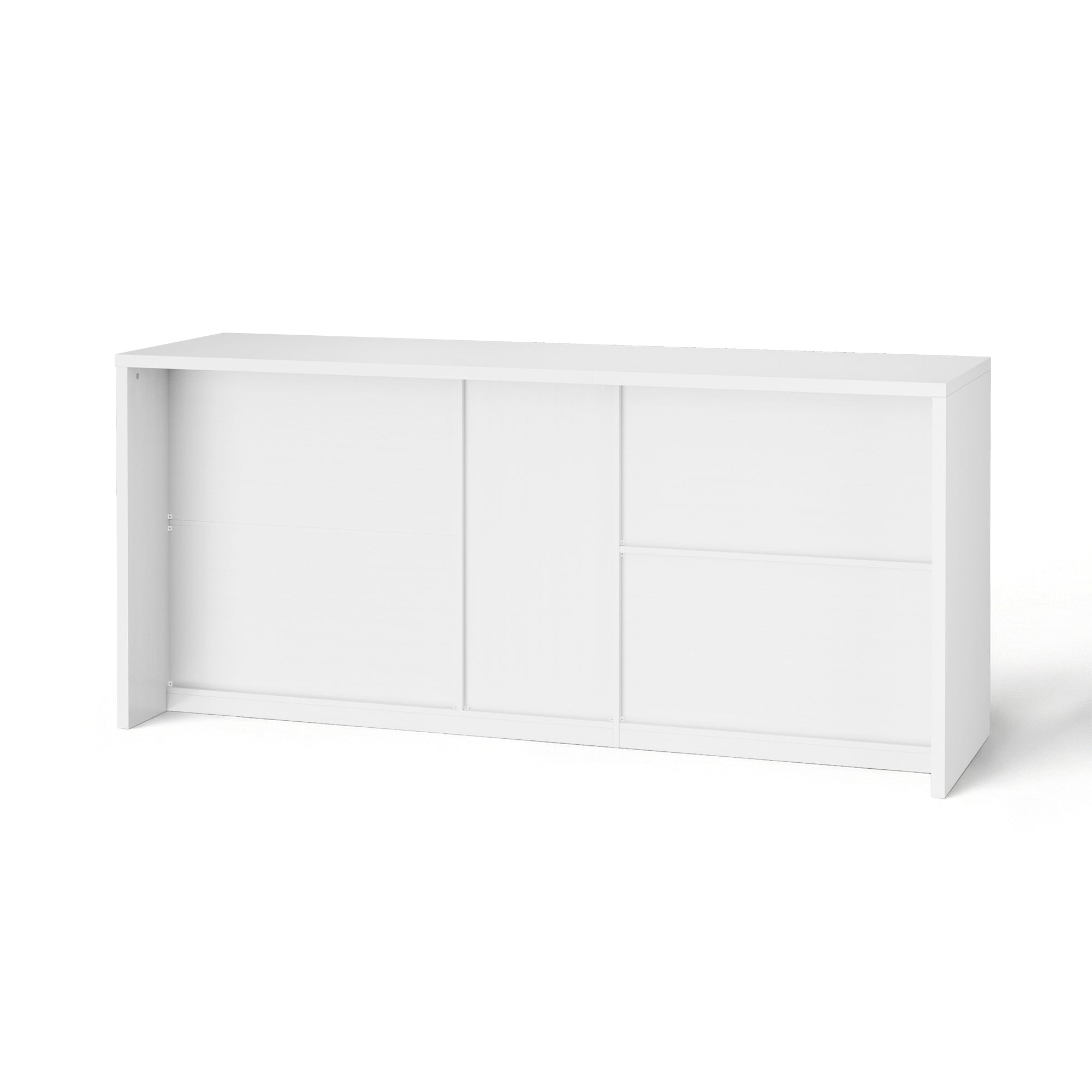 78.7 inch Contemporary White Kitchen Island with Tempered Glass Door & 3 Drawers