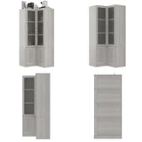 31.5 inches Modern Elegant Natural Corner China Cabinet With Shelves And Frosted Glass Doors