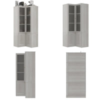 31.5" Modern Elegant Natural Corner China Cabinet With Shelves And Frosted Glass Doors