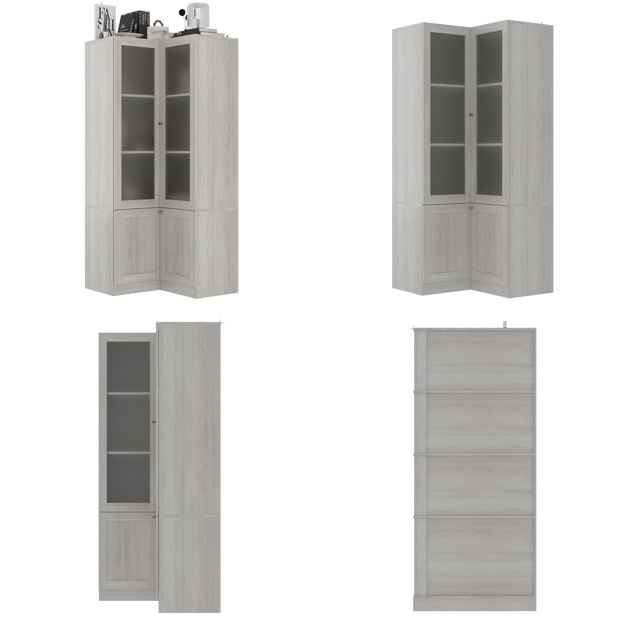 Elegant Corner China Cabinet With Shelves And Frosted Glass Doors – Space-Saving Display Solution