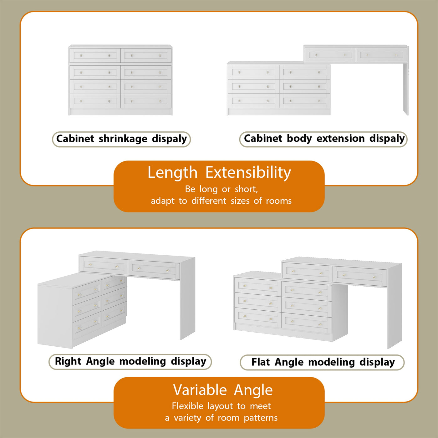 95" Modern Glam White Dresser and Vanity With Lights And Versatile Storage
