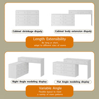 95" Modern Glam White Dresser and Vanity With Lights And Versatile Storage