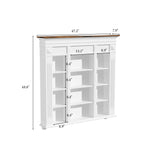 47.2" White Wall Mount Display Cabinet with Rustic Wood Top and 12 Open Compartments