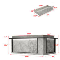 Modern reception desk with marble finish in an office setting