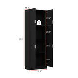 90.6 inch Tall Black Kitchen Pantry Cabinet with 4 Doors and Adjustable Shelves