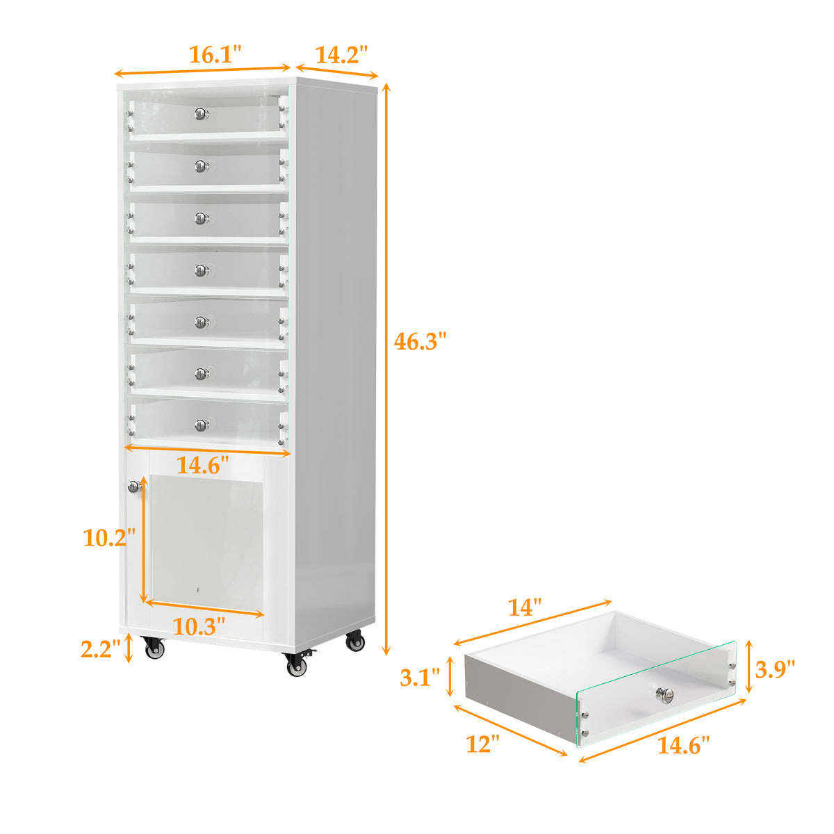 Modern Jewelry Cabinet with 7 Drawers 