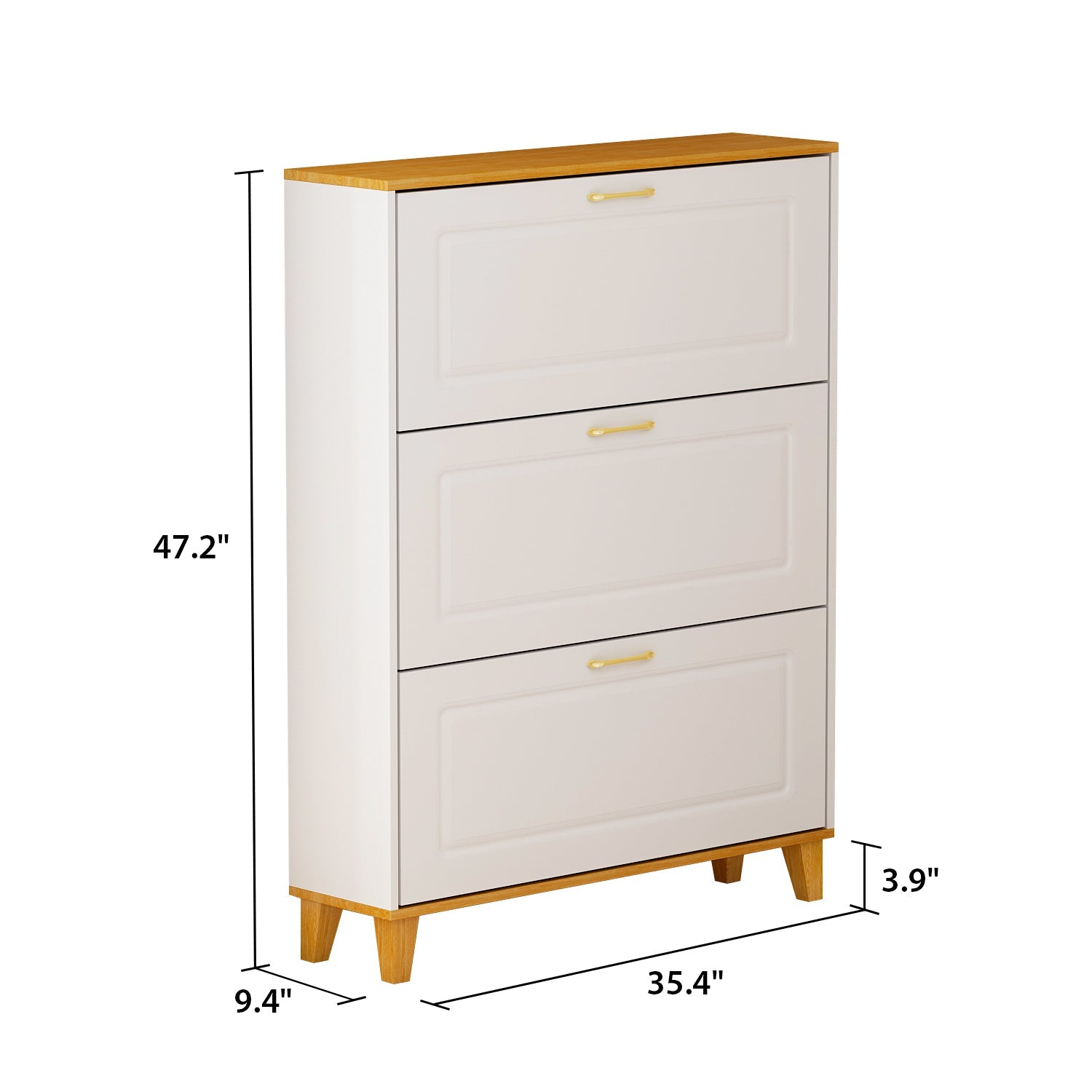 Modern Shoe Storage Cabinet with 3 Compartments & 1 Locker Shoe Cabinet Organizer for Entryway