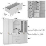 70.9 inches Modern White Elegant Wardrobe with Strong Storage
