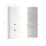 31.5" White Engineered Wood Tall 4-Door Garage Storage Cabinet with Adjustable Interior Shelves