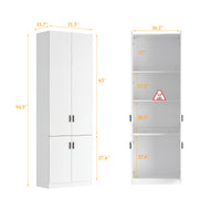 31.5" White Engineered Wood Tall 4-Door Garage Storage Cabinet with Adjustable Interior Shelves