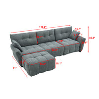 110.2" Modern Gray Sectional Sofa with Premium Fabric