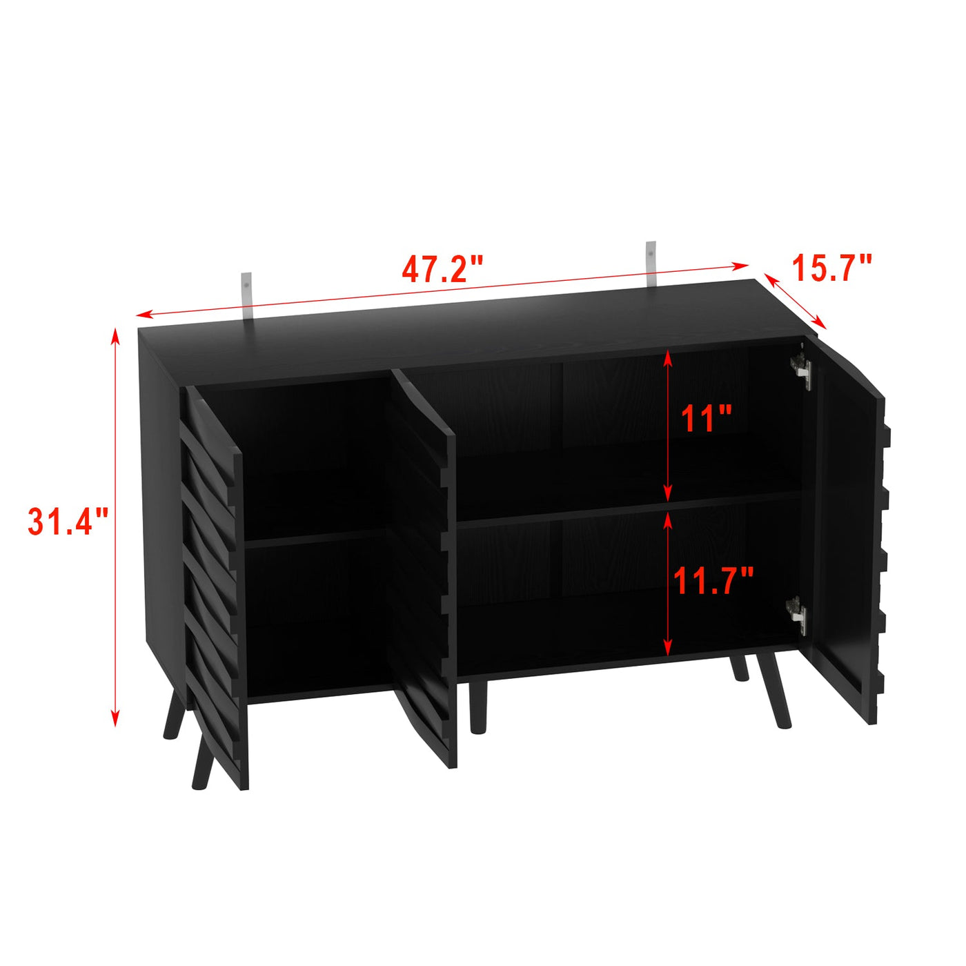 47.2" Modern Minimalist Black Buffet Cabinet with Storage