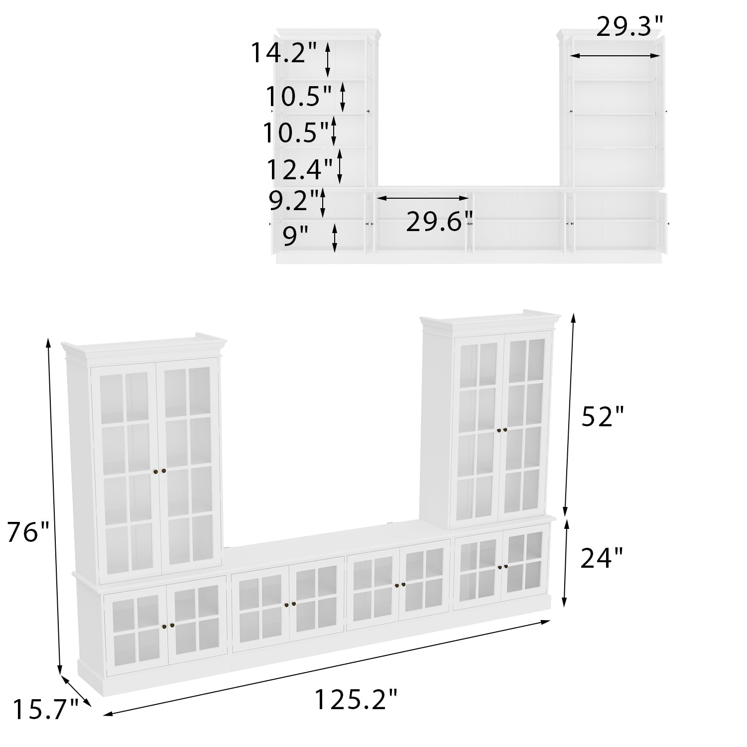 125 '' W Entertainment Center With Storage Cabinets And Glass Doors