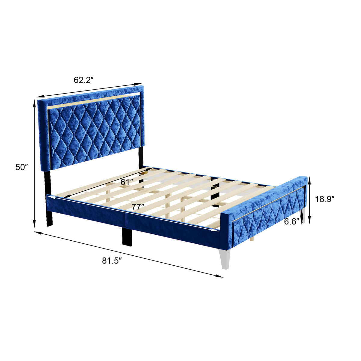 60.8" Modern Beige Platform Bed with Comfortable Headboard