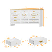47.2" Elegant White 12-Drawer Accent Chest with Gold Handles