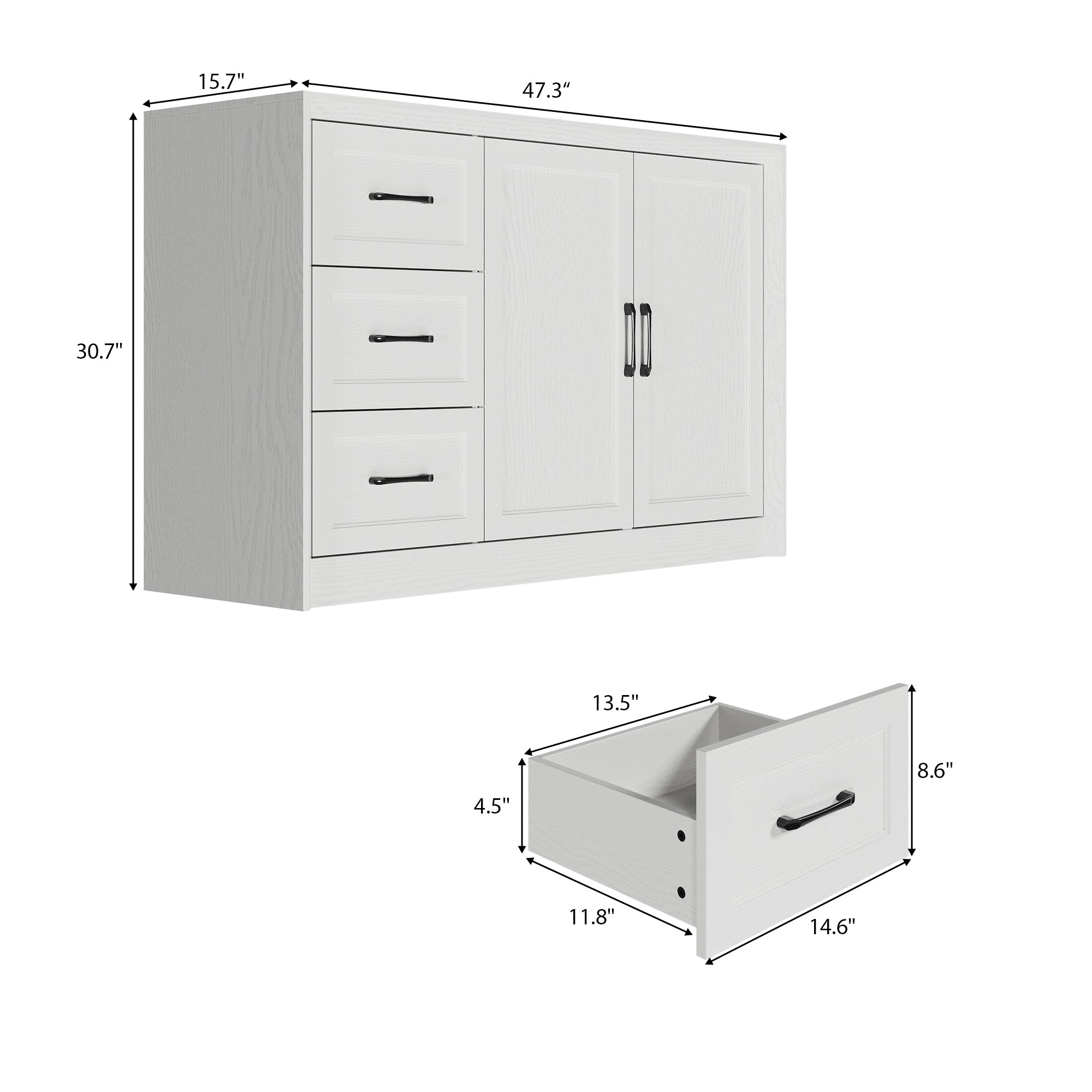 3-Drawer & 2-Door Accent Cabinet Storage Solution For Entryway, Living Room & Bedroom
