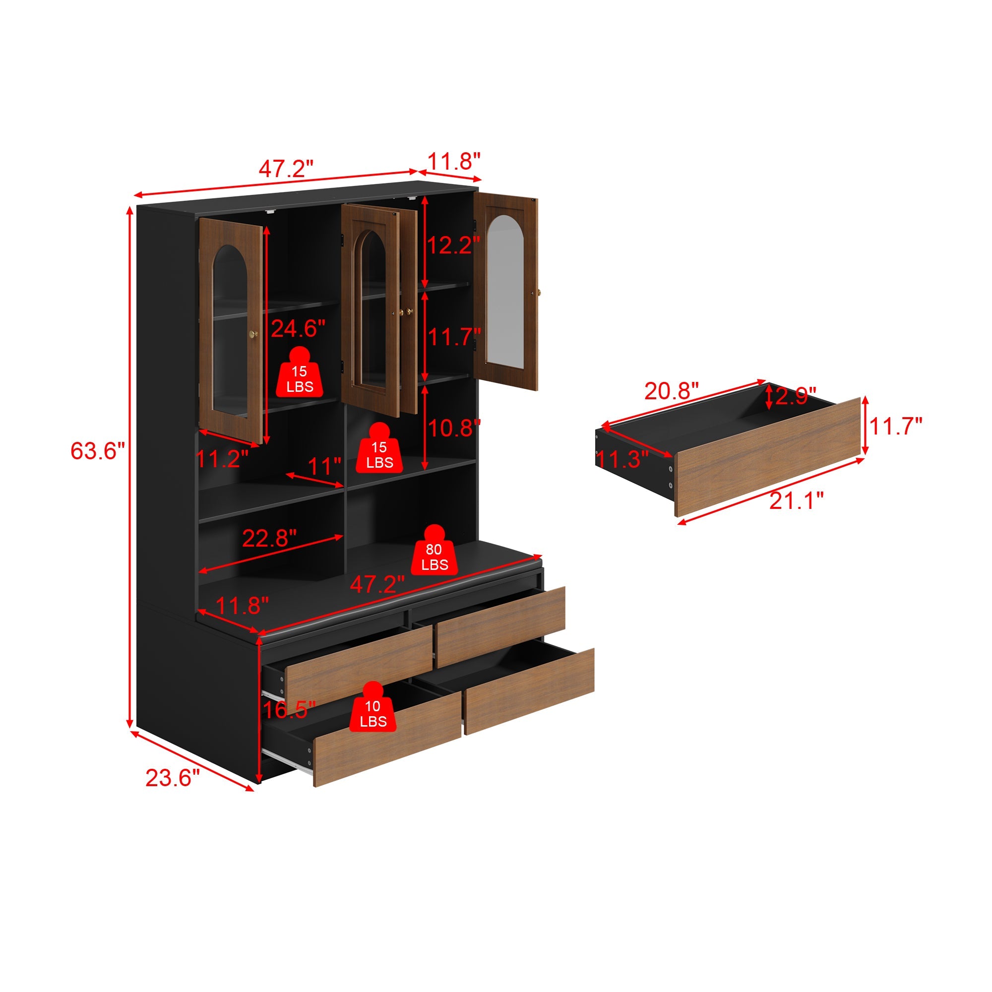 4 Glass Doors And 4 Drawers Closet System With Shoe Storage Bench