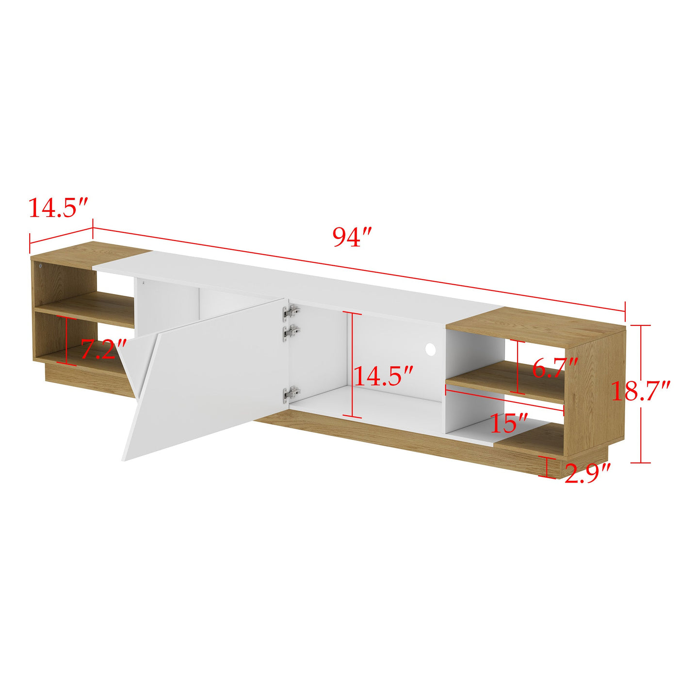 94" Modern White Large TV Cabinet with Cable Management