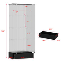 27.6" Modern Black Transparent Display Bookcase With Glass Swing Doors And Lock