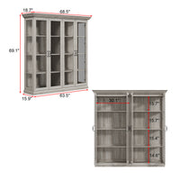 68.5" Modern Display Bookcase with 4 Glass Doors and Lights
