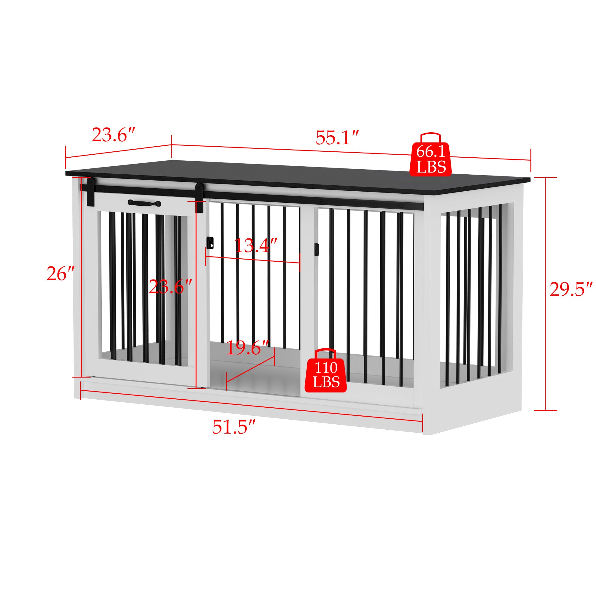 Barn Door Dog Crate with Lock