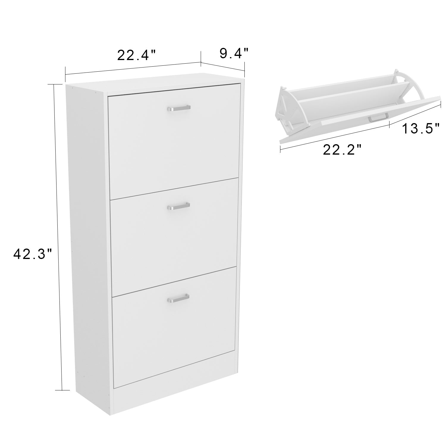 Shoe Cabinet with 3 Flip Drawers for Entryway Freestanding Shoe Rack Storage Organizer