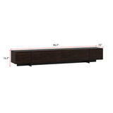 95.7 inches Modern Rustic Dark Brown Entertainment Center with 4 Pull-Down Doors