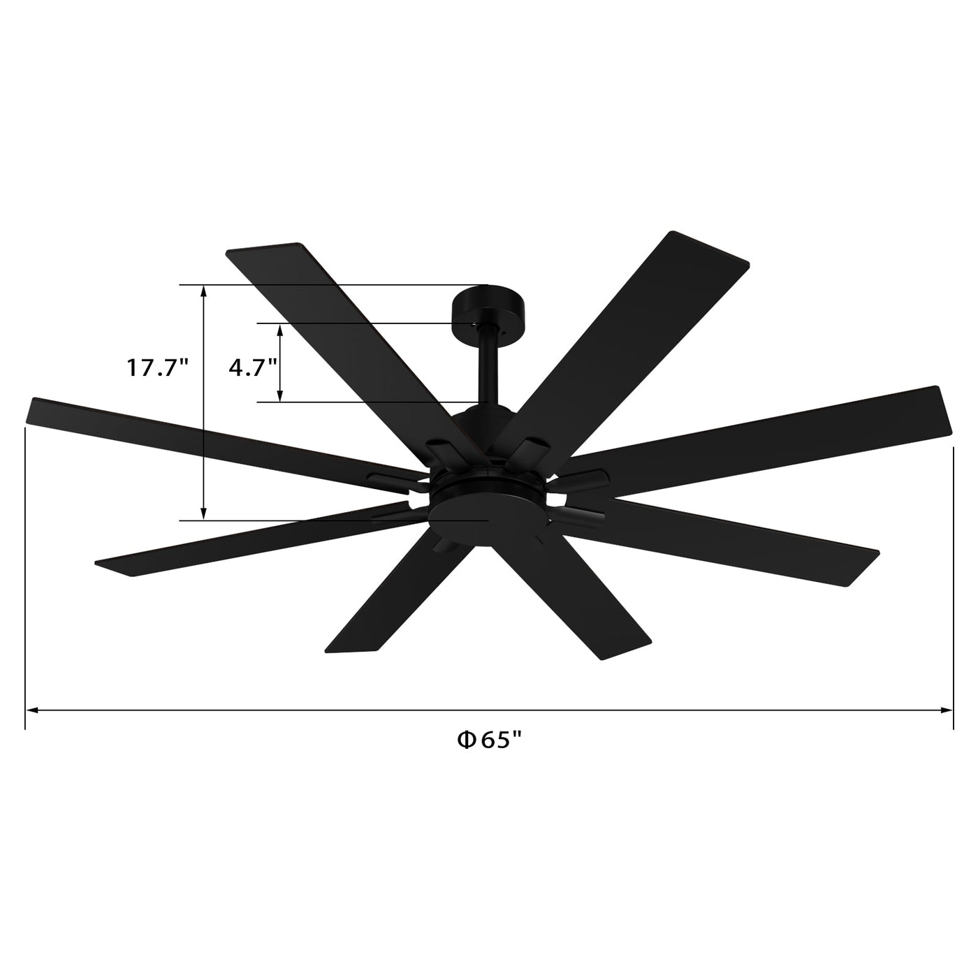 65" Modern Minimalist Ceiling Fan with 8 Reversible Blades and Remote Control