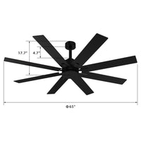 65" Modern Minimalist Ceiling Fan with 8 Reversible Blades and Remote Control