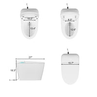 White smart toilet with automatic lid opening, foot kick flush, and foot kick seat opening