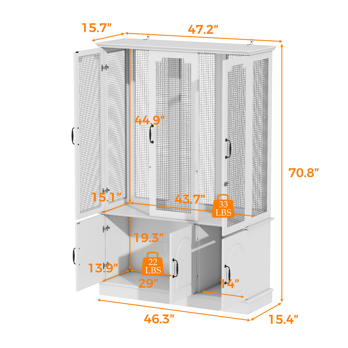 White outdoor storage shed with dimensions labeled on a white background