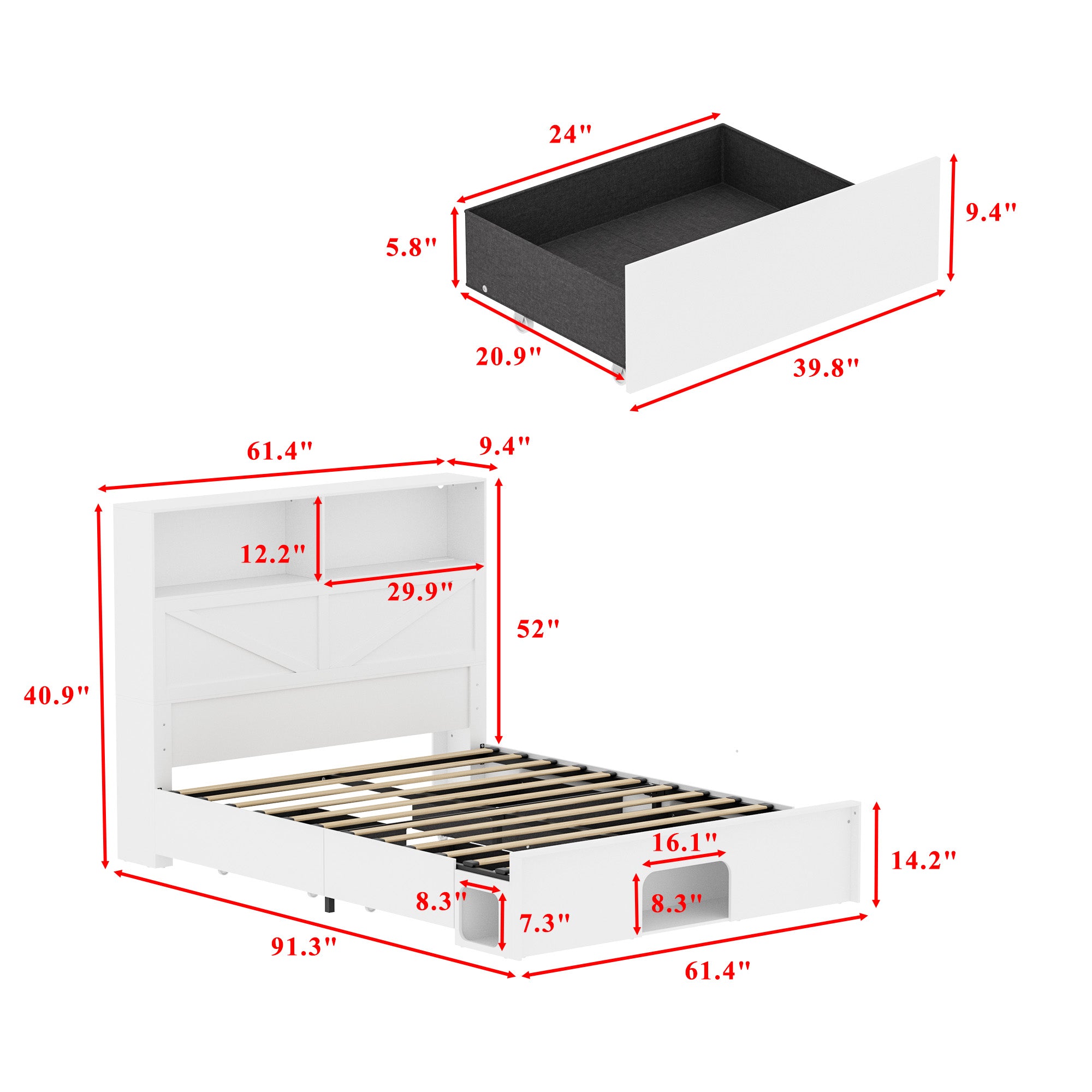 King Size Storage Bed With USB Port And Light Strip