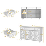 55.1 inch Mirrored Door Sideboard with 3 Drawers