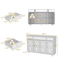 55.1" Mirrored Door Sideboard with 3 Drawers