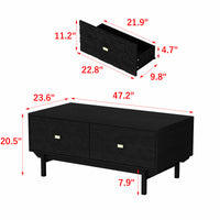 47.2" Modern Black Coffee Table with 4 Drawers