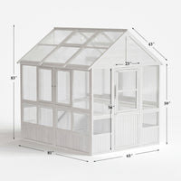 81" White Wood Outdoor Greenhouse with Polycarbonate Panels, Adjustable Roof Vents & Reinforced Frame
