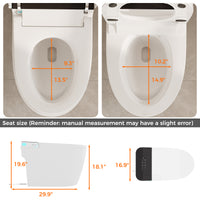 White smart toilet with open lid, built-in bidet, and ambient night light