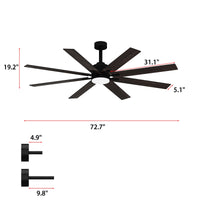 31" Modern Dark Brown Ceiling Fan with Dual-Tone Blades and 3-Color LED Light