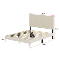 60.8" Modern Beige Platform Bed with Charging Station
