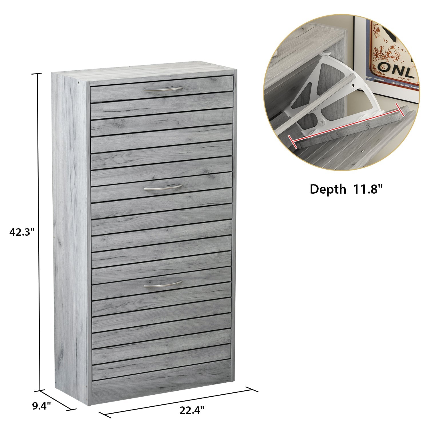 Farmhouse Shoe Cabinet 3 Flip Doors Shoe Organizer for Hallway Entryway