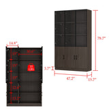 47 inches Modern Brown Display Cases With Glass Door, Adjustable Lighting