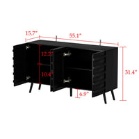 55.1" Modern Minimalist Black Buffet Cabinet with Storage