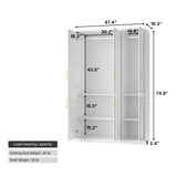 47.6 inch Luxe White Armoire with 6 Doors and 2 Hanging Rods