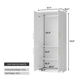 31.7 inches Modern White 4-Door Armoire