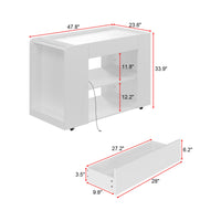 47.8" Rolling Kitchen Island Cart with Glass Top and Light