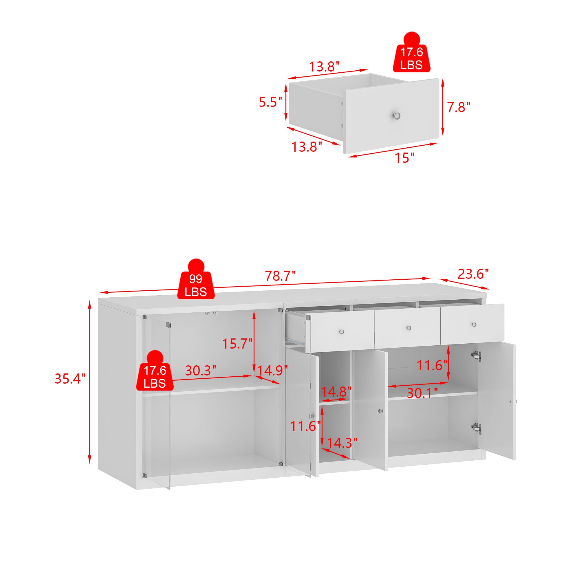Kitchen Island With Tempered Glass Door