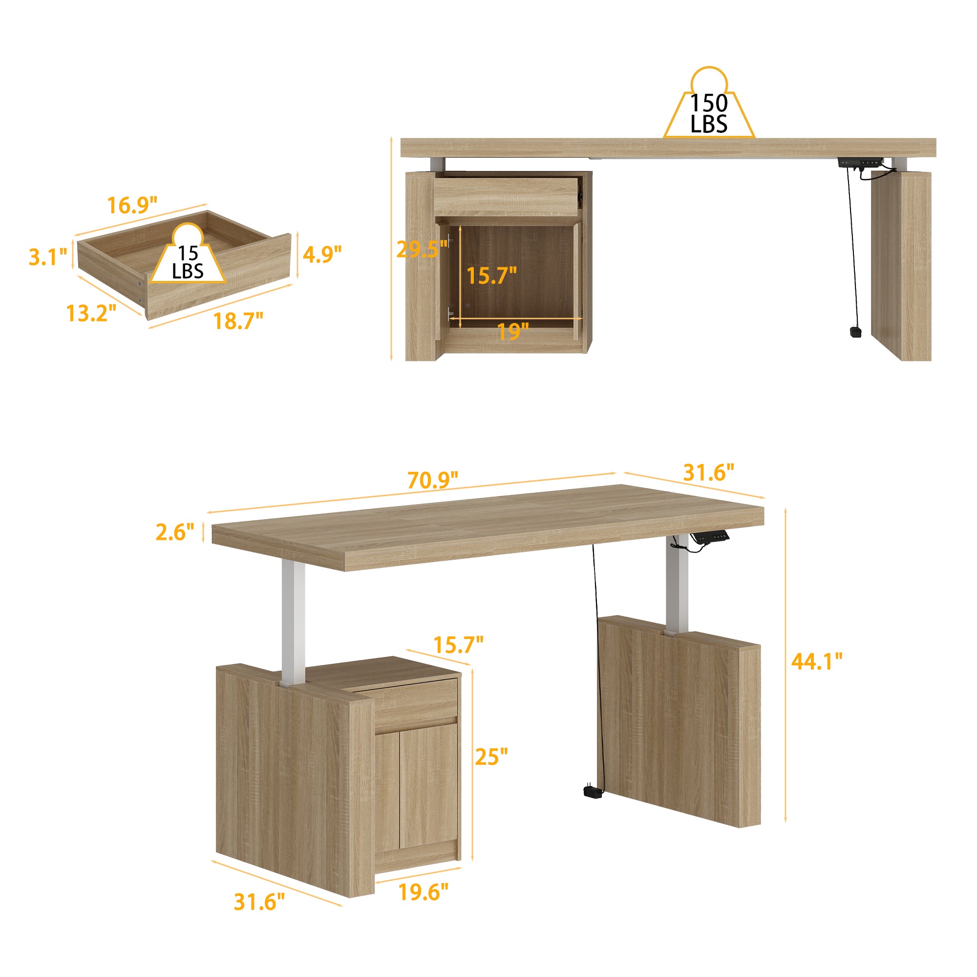 71'' W Height Adjustable Standing Desk