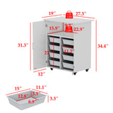53.1 inch Two-Door Craft Sewing Table with 8 Baskets