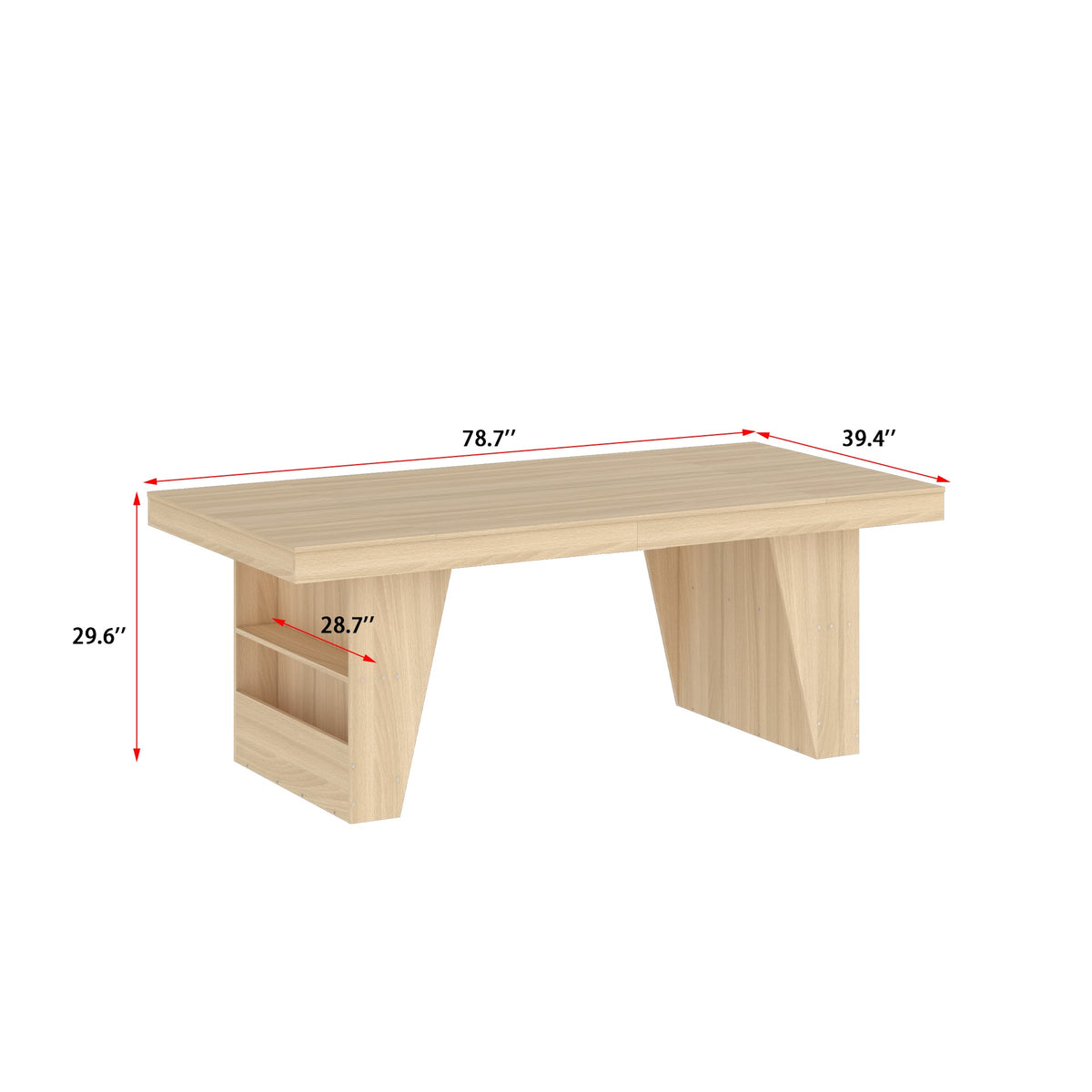 78.7" Modern Wood Dining Table with Storage Shelves